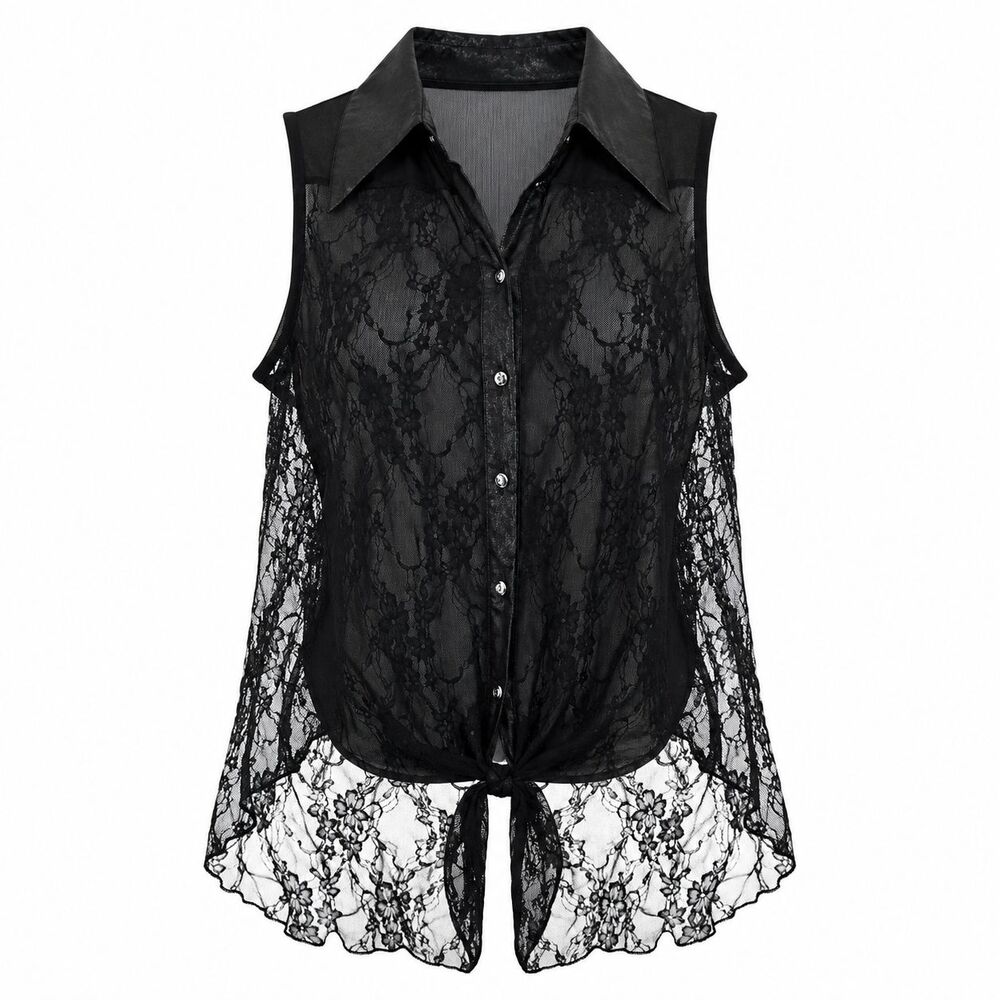 VGT Body Central Lace Sheer Crop Tie Front Top Women's Small Whimsygoth Festival